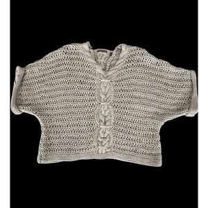 525 America Knit Pullover Sweater Size Medium Linen Cotton Blend Chunky Cable